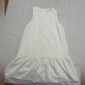 TCEC White Sleeveless Ruffle Hem Dress